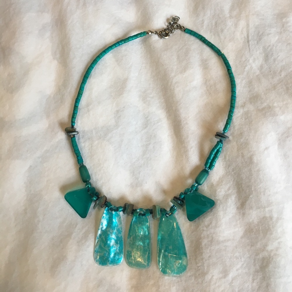Turquoise stone handmade necklace