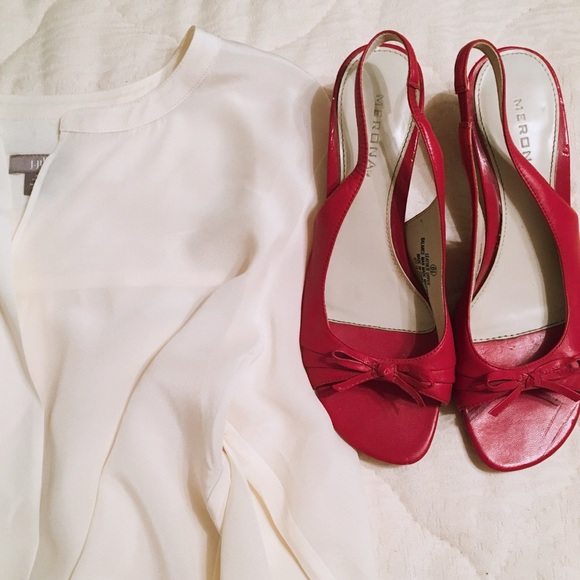 👠Merona® Red Peep Toe Slingback Mini Heel - Picture 2 of 8