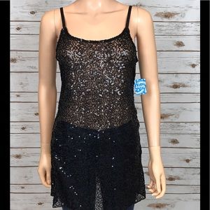 Black Sequin Free People Top NWT