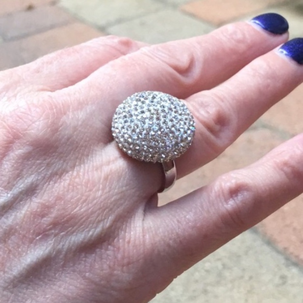 SWAROVSKI crystals* 18K white GP dome ring, size approx 5.75, NWOT