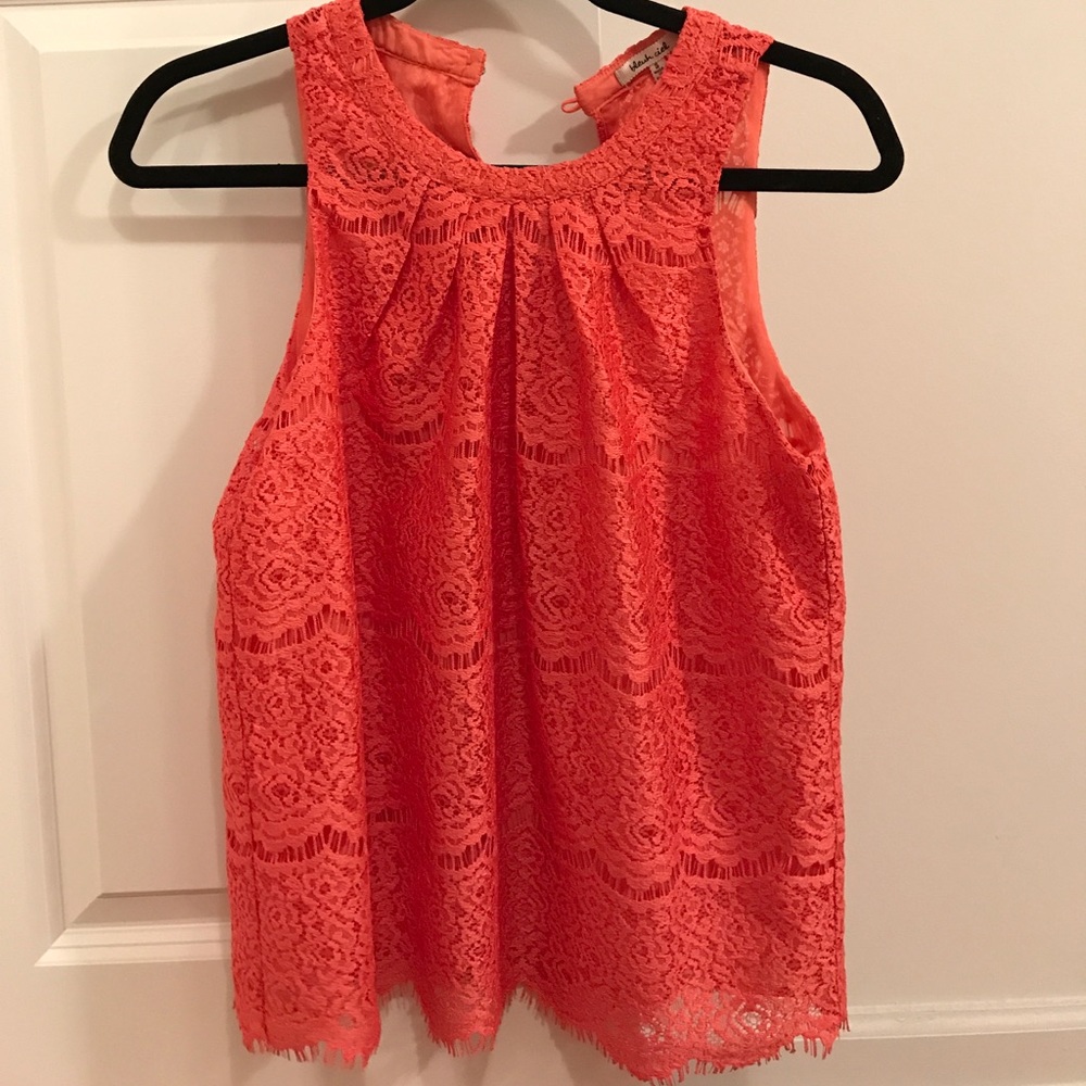 Coral lace tank top