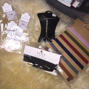 Bundle of 7 chokers, 3 earrings, and 1 body chain