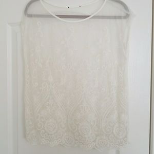 Delicate lace/mesh top. ZOOM for detail.