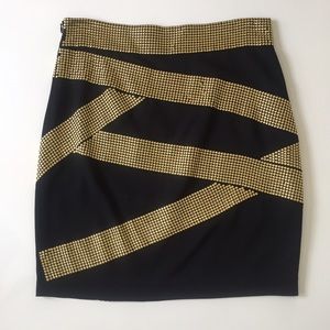Robert Rodriguez Black Mini Skirt with Gold Studs