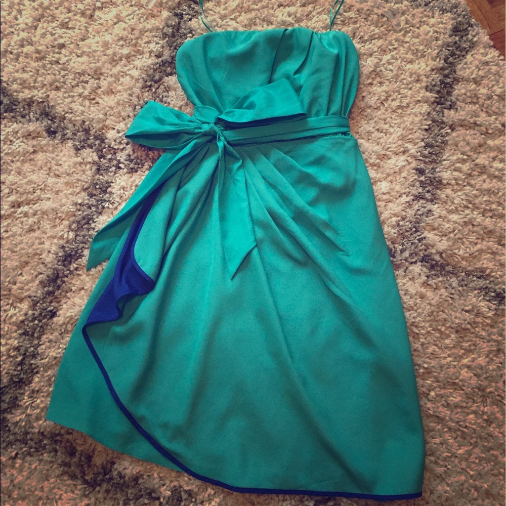 Express, teal strapless dress
