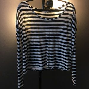 Scoop neck striped t shirt