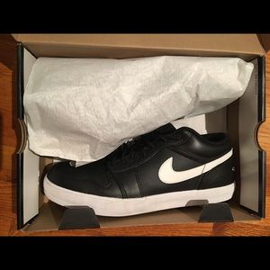 Black Leather Air Jordan V.2 low Letter