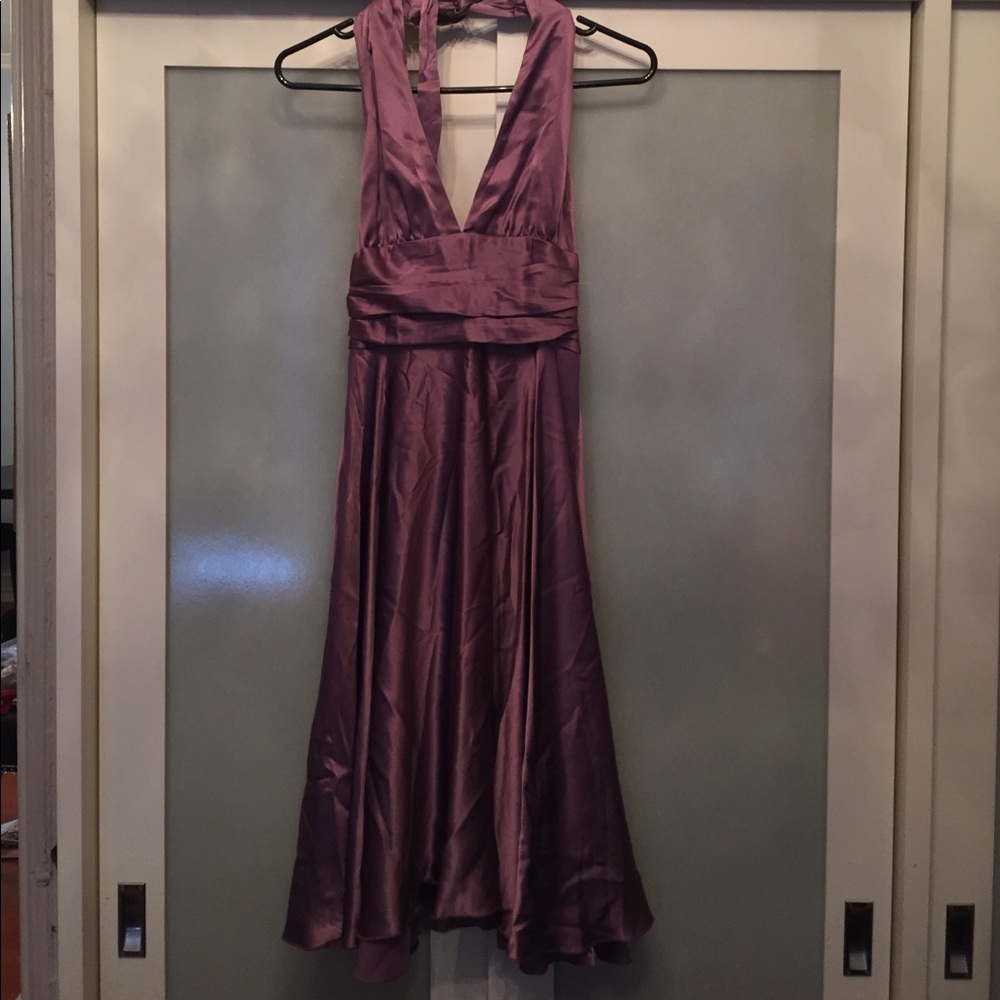 Purple silk halter dress