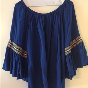 Royal blue bell sleeve top
