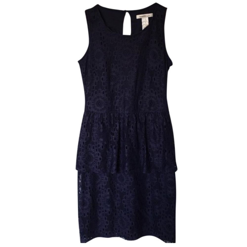 LAUNDRY Deep Navy Peplum Lace Dress