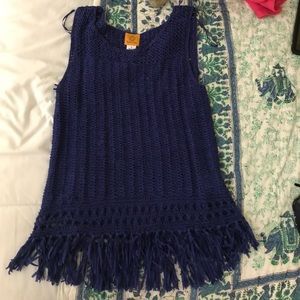 Royal Blue Crocheted Tank Top