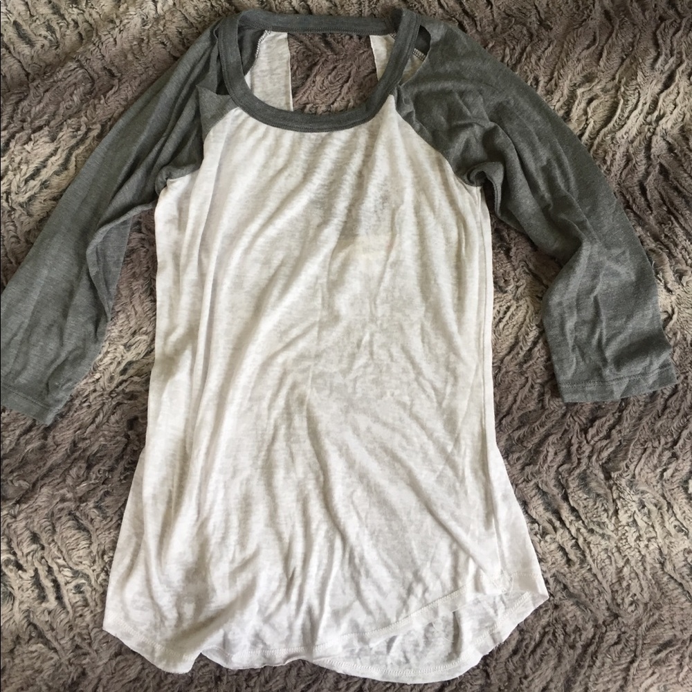 Grey & White 3/4 Sleeve (see-through)
