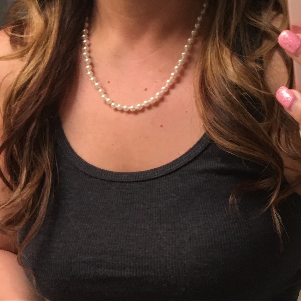 VINTAGE COSTUME Pink Peach Pearl Necklace!