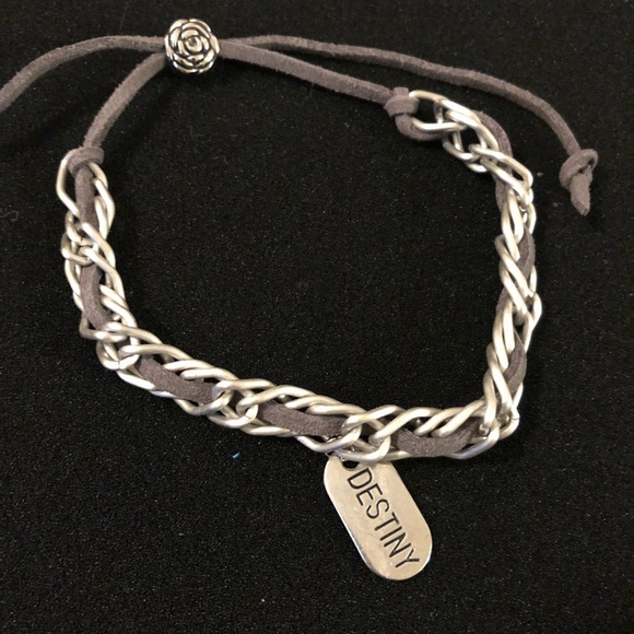 🆕Suede and link Bracelet with destiny  charm - Picture 1 of 4