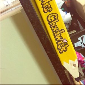 Pencil shape name tag. Great gift for teacher.