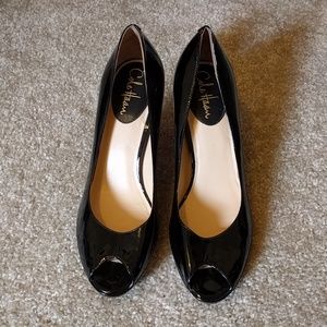 Cole Haan black peep toe heels, size 9