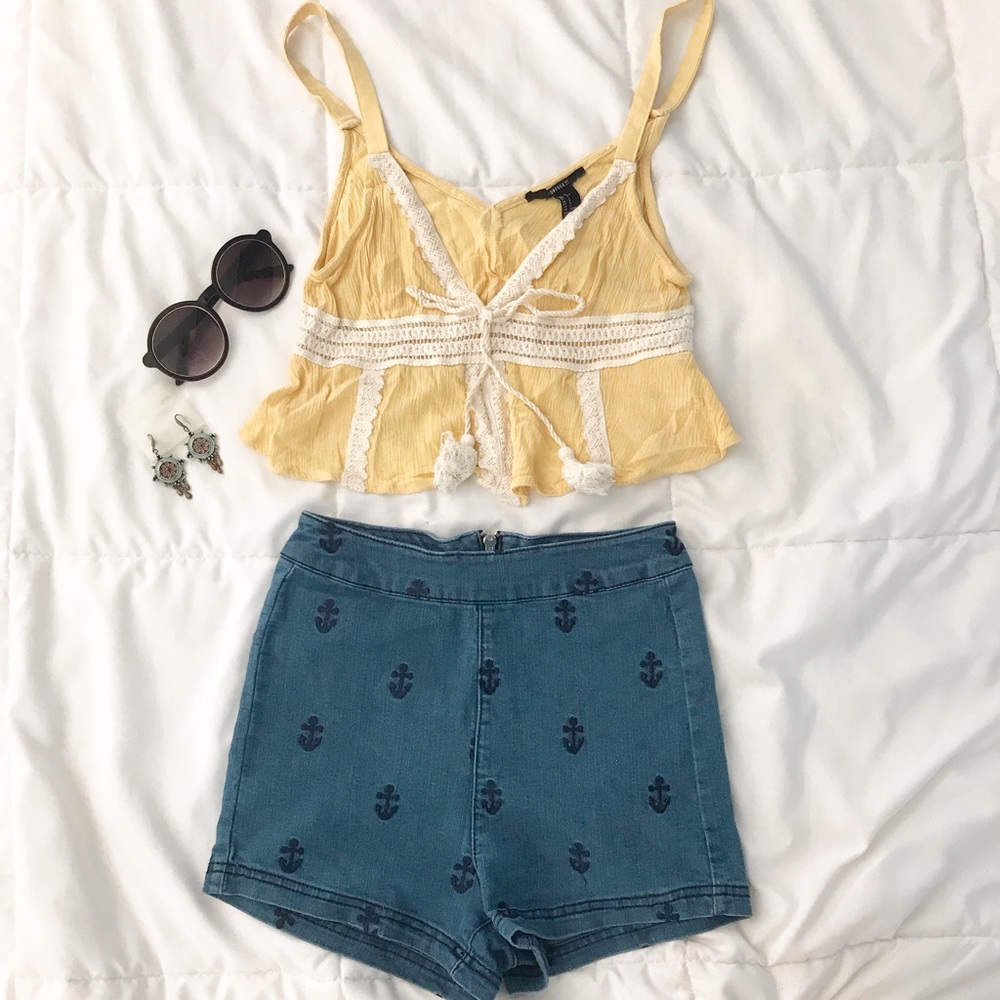 Anchor High-Waisted Shorts