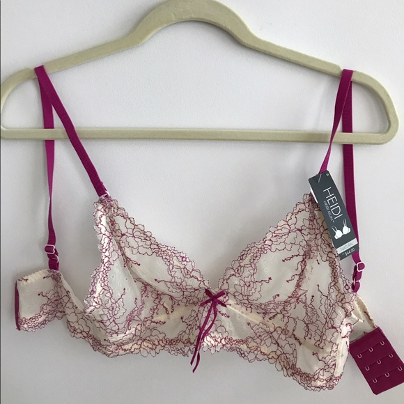 Heidi Klum Intimates Other - Heidi Klum natural lift bralette pink & white lace