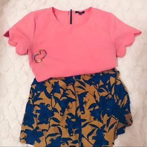 High waisted flowery shorts