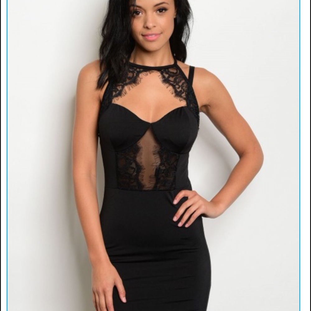 STRIKING SEXY BLACK SLIP DRESS S M L π BTQ. - Picture 1 of 7