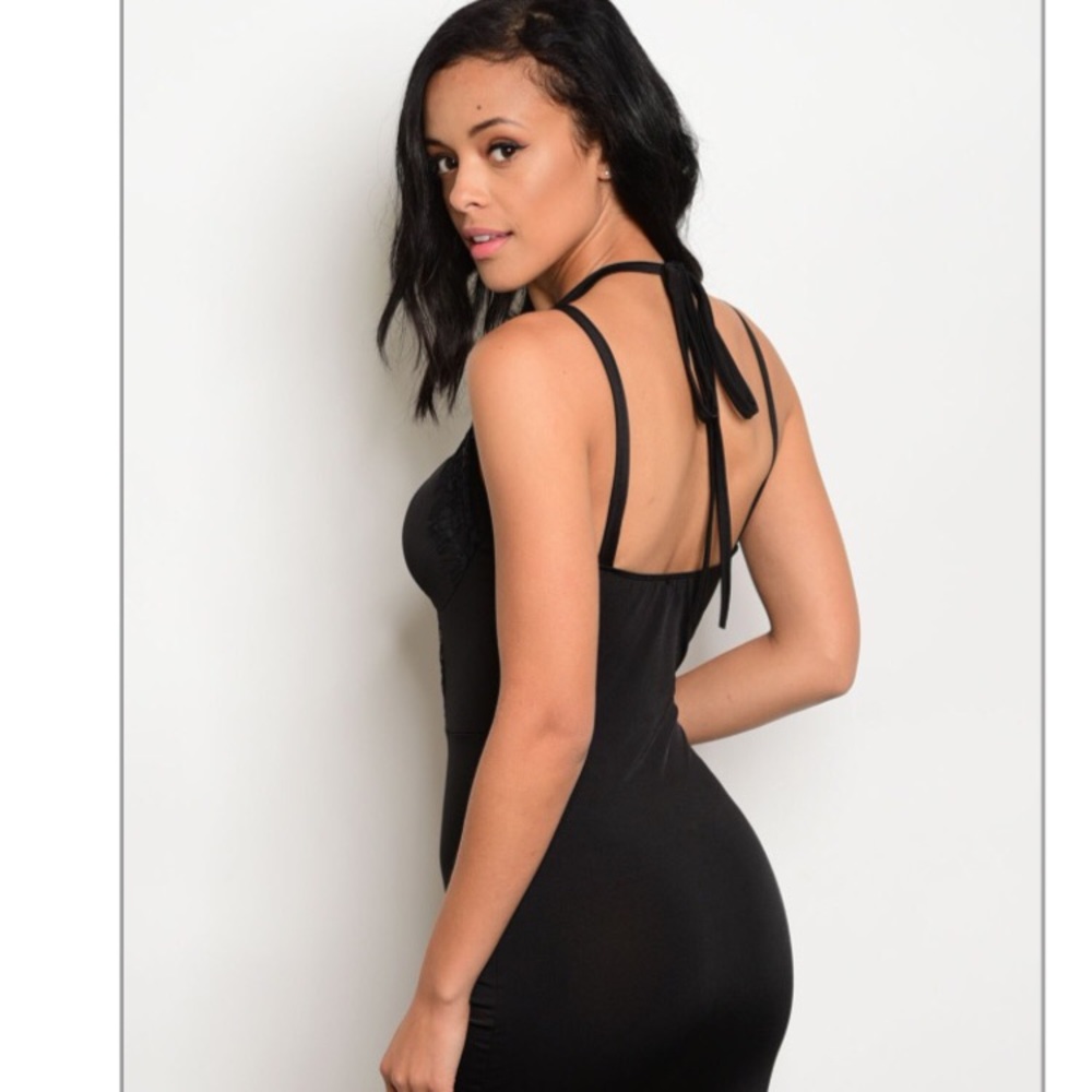 STRIKING SEXY BLACK SLIP DRESS S M L π BTQ. - Picture 2 of 7