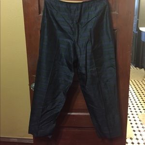 Talbots Christmas plaid 100% silk trousers