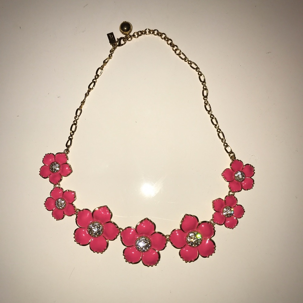 Kate Spade Pink Rhinestone Flower Necklace - Picture 1 of 4