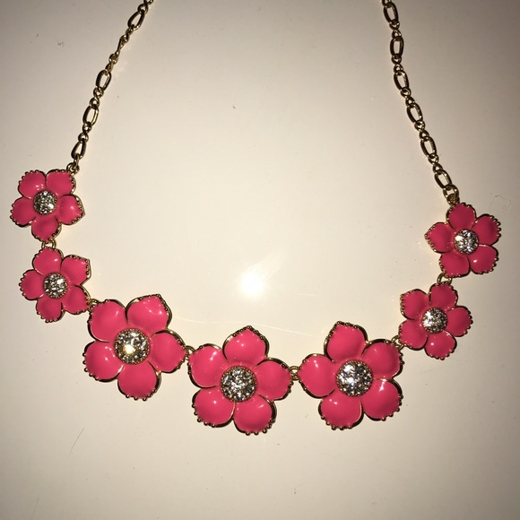 Kate Spade Pink Rhinestone Flower Necklace - Picture 2 of 4