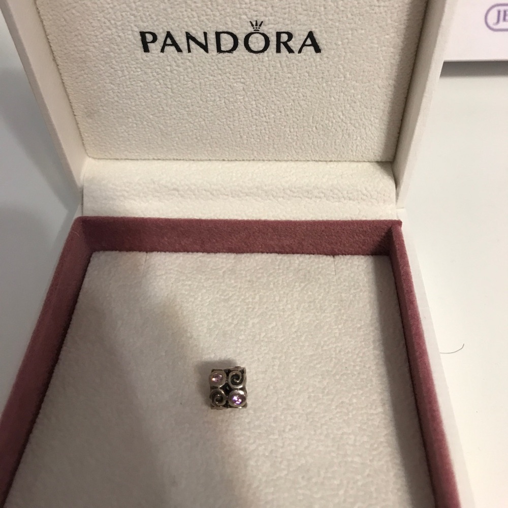 Pink swirl pandora charm with jeweled