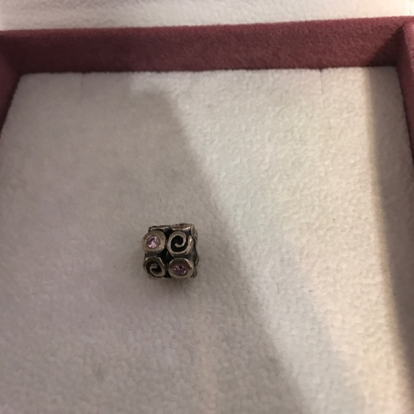 Pink swirl pandora charm with jeweled - Picture 2 of 2