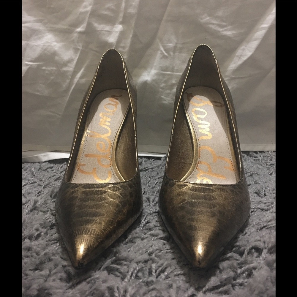 Gold Snake Skin Sam Edelman heels sz 8.5