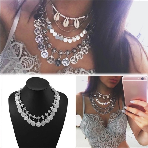 Boho Coin Necklace (nwot) - Picture 4 of 5