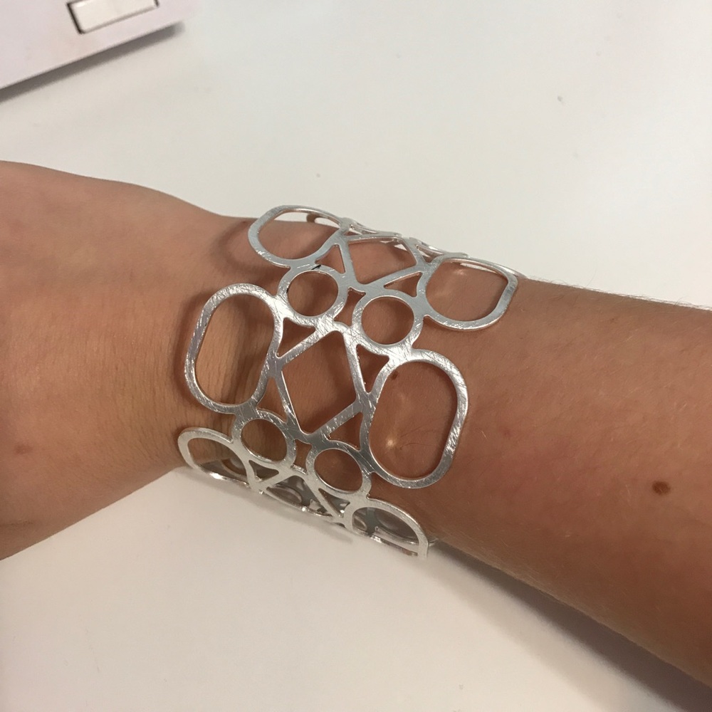 Silver bangle bracelet cuff