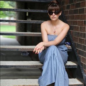 Quicksilver Railroad stripe ruffle maxi