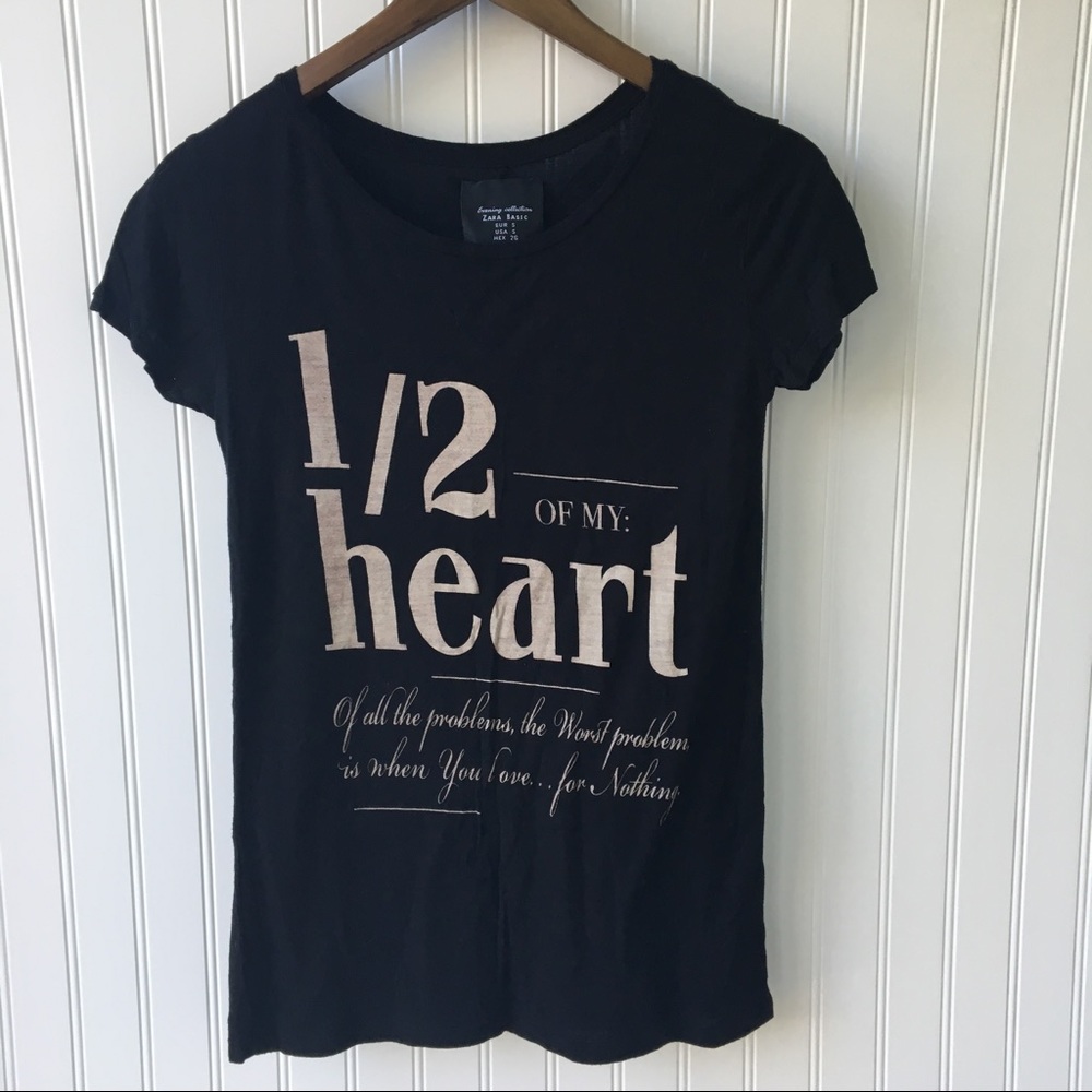 •Zara• Half Heart T-Shirt