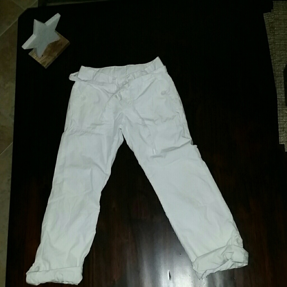 GAP kids bright white roll up pants
