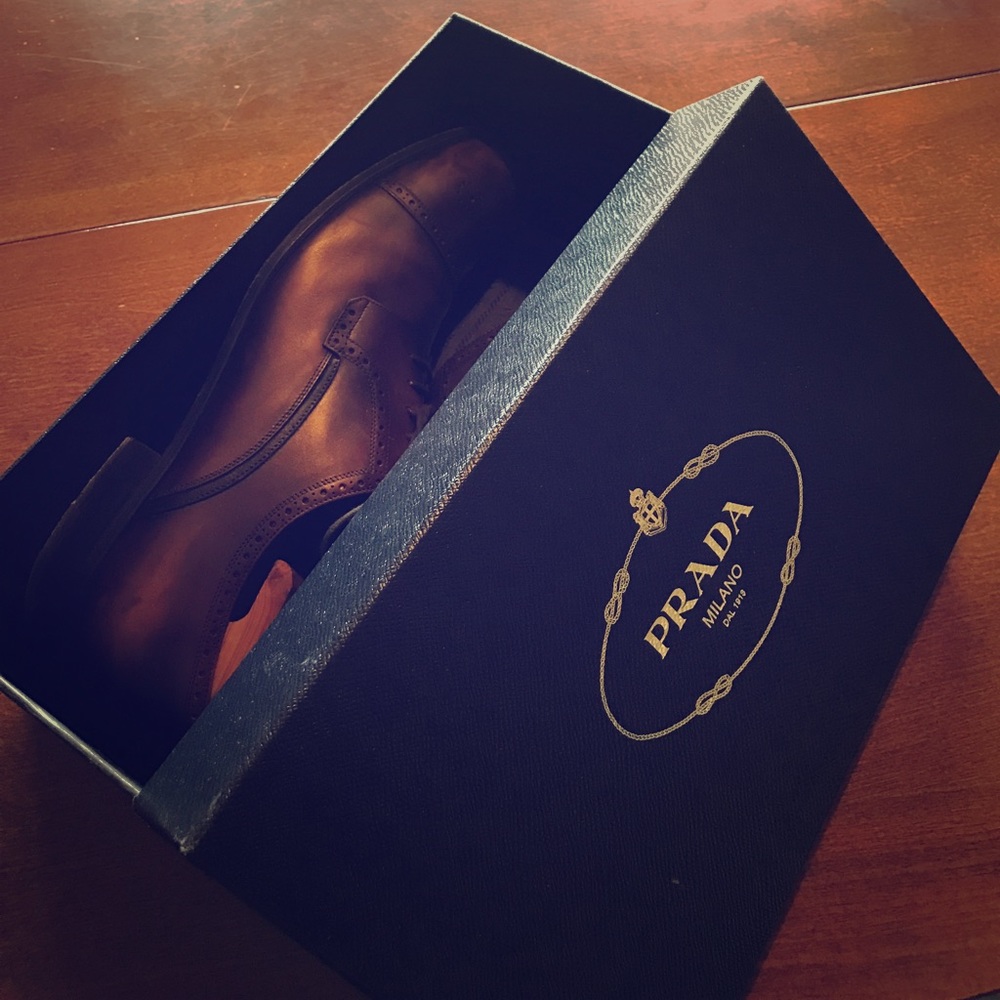 Prada Leather Lace Up Dress Shoe