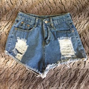 Distressed Denim Shorts