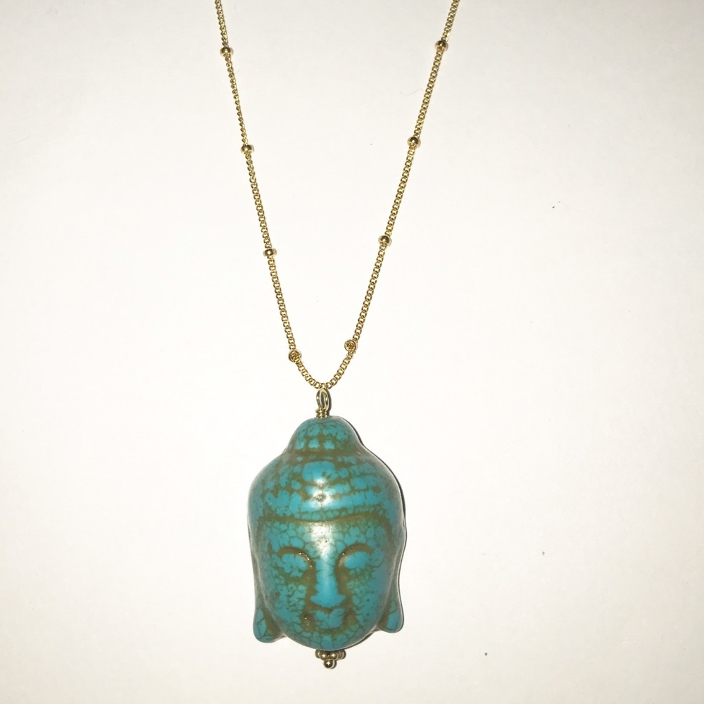 Turquoise Buddha on gold-filled chain