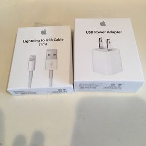 Apple USB power adapter and lighting to USB cable