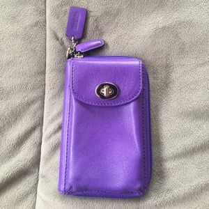 Luxury Coach Series Purple Leather Phone Wallet
