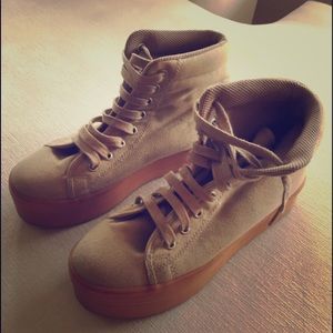 Jeffrey Campbell PLAY High Tops in nude.