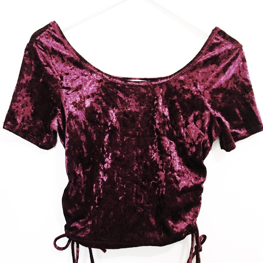 New LA Hearts burgundy velvet Crop Top