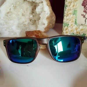 Indie Wood Print Mirror Lens Wayfarer Sunglasses