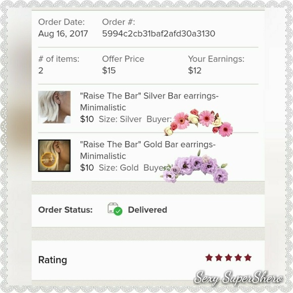 "Raise The Bar" Black Bar earrings-Dainty delicate - Picture 5 of 5