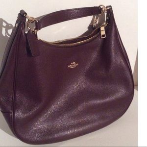 Coach Burgundy Pebbled Leather Hobo Bag