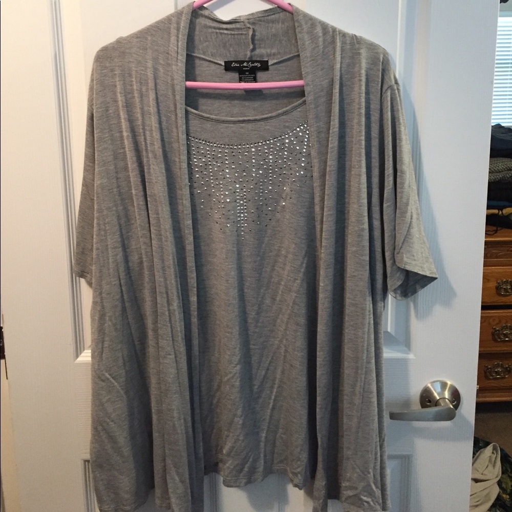 Gray short sleeve two-fer