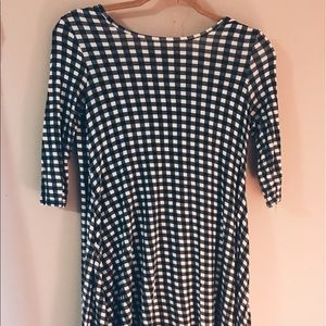 Checked a line flared dress