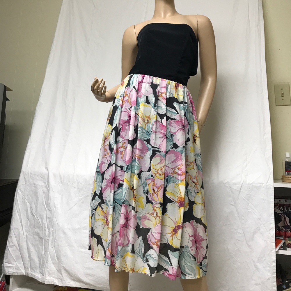 Lily and Migs strapless black floral tie back $336