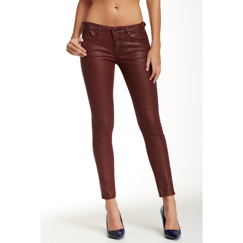 Vigoss Maroon Leather Skinny Jeans